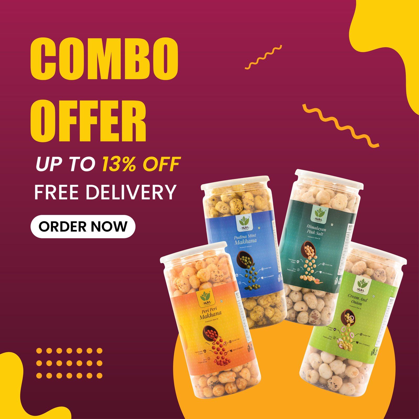 4 COMBO-01 Peri Peri, Cream & Onion. Pudina Mint & Himalyan Pink Salt Combo (4x 100g) - Image 1